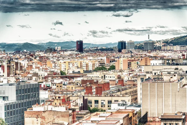Letecký Pohled Barcelonu Slunečného Dne — Stock fotografie