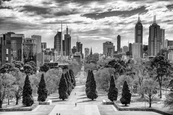 Blick Auf Die Skyline Von Melbourne Vom Shrine Remembrance Park — Stockfoto