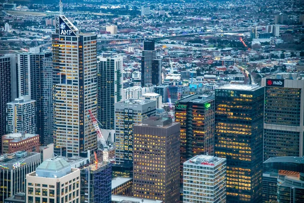 Melbourne Australia September 2018 Aerial City Skyline Sunset — Stockfoto