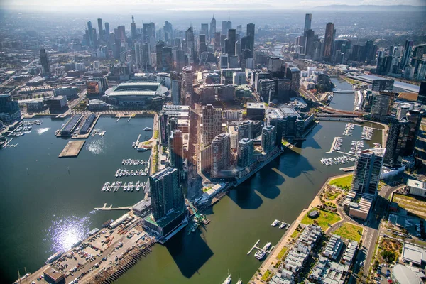 Melbourne Australia September 2018 Aerial City Skyline Helicopter Downtown Yarra — Stock Photo, Image