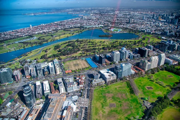 Melbourne Costa Parque Desde Helicóptero —  Fotos de Stock