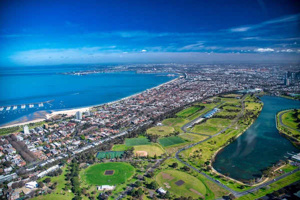 Melbourne Kust Och Park Från Helikopter — Stockfoto