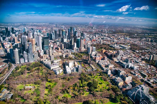 Melbourne Australia Septiembre 2018 Ciudad Aérea Desde Helicóptero Centro Rascacielos — Foto de Stock