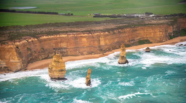 Aerial View Twelve Apostles Limestone Stacks Helicopter Australia — Stock Photo, Image