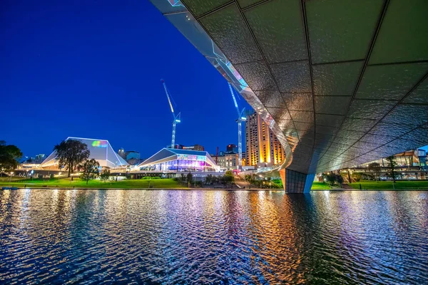 Adelaide Austrália Setembro 2018 Vista Noturna Área Centro Convenções Longo — Fotografia de Stock