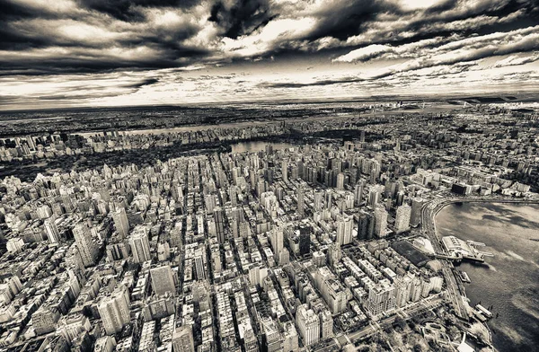 Luchtfoto Van Het Groothoek Van Midtown Manhattan Central Park Vanuit — Stockfoto