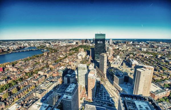 Бостонский Воздушный Горизонт Штат Массачусетс Городские Небоскребы Прекрасный Осенний День — стоковое фото