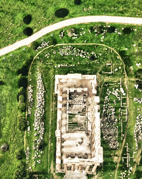 Selinunte, Sicilya, İtalya. İtalya 'nın Sicilya' nın güney kıyısında, Selinunte Akropolü. İHA 'dan hava görüntüsü