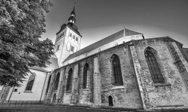 エストニアの夜のタリンにある聖ニコラス教会と博物館 — ストック写真