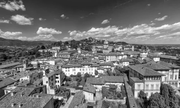 Panoramic Aerial View Bergamo Alta City Bell Tower Autumn Day — 스톡 사진