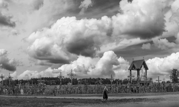 Panoramisch Uitzicht Kruisheuvel Bij Zonsondergang Siauliai Litouwen — Stockfoto