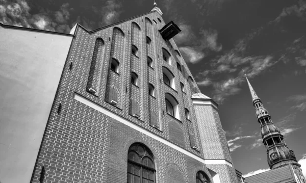 Fassade Aus Rotem Backstein Zentrum Von Riga Lettland — Stockfoto