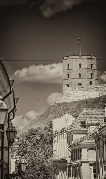 Güneşli Bir Yaz Gününde Vilnius Taki Gediminas Şatosu Kulesi Litvanya — Stok fotoğraf