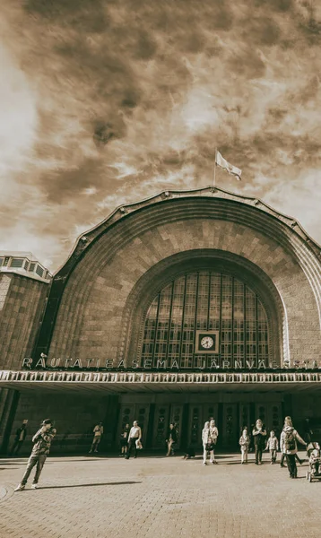 Helsinki Finlande Juillet 2017 Vue Extérieure Gare Centrale Ville Avec — Photo