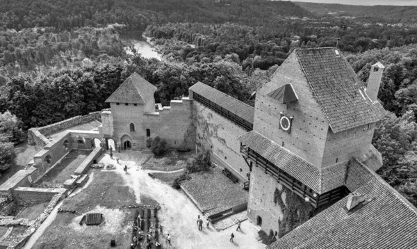 Aerial View Turaida Castle Golden Hours Sunset Time Sigulda Latvia — Foto de Stock