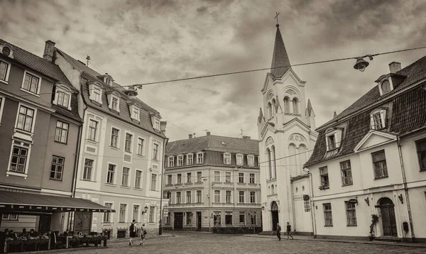 Riga Łotwa Lipiec 2017 Kościół Matki Bożej Bolesnej Centrum Miasta — Zdjęcie stockowe