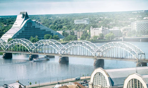 Riga Latvia Juli 2017 Flygstadsutsikt Från Hög Utsiktspunkt — Stockfoto