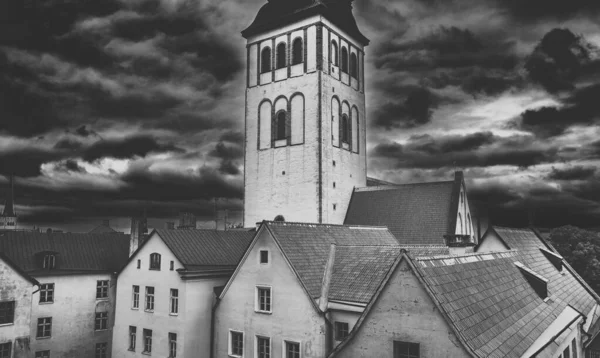 Nicholas Church Colorful Buildings Tallinn Old Town Estonia — Stock Photo, Image