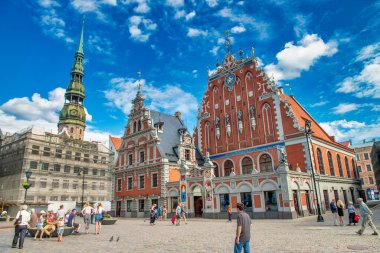 RIGA, LATVIA - 8 Temmuz 2017: Riga, Letonya 'daki Siyahların Evi. Asıl mimari