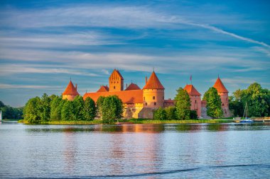 Trakai Island Castle Museum in the summer season. Trakai village, Lithuania.