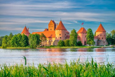Trakai Island Castle Museum in the summer season. Trakai village, Lithuania.