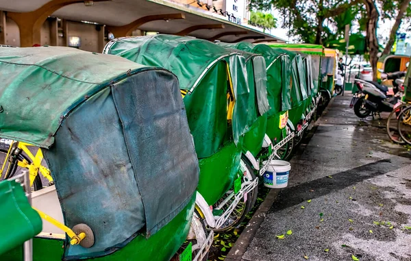 Macau China Mayo 2014 Rickshaws Vacíos Una Calle Macao —  Fotos de Stock
