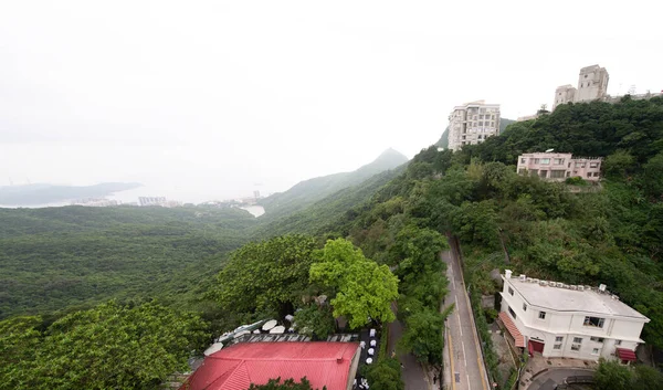 Hong Kong Mountains Een Mistige Dag Vanuit Victoria Peak Standpunt — Stockfoto