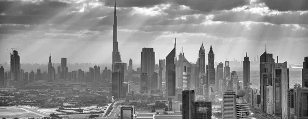 Dubai Uae December 2016 Helicopter Viewpoint Downtown Dubai Clouds Blue — 图库照片