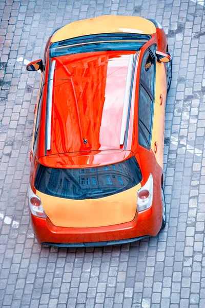 Vista Aérea Aérea Del Taxi Largo Las Calles Ciudad Concepto — Foto de Stock