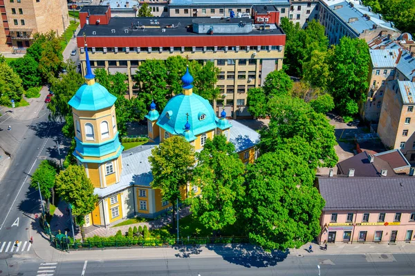 Luchtfoto Van Aankondiging Van Onze Allerheiligste Vrouwe Kerk Riga — Stockfoto