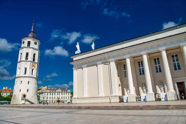 Vilnius Letuania July 2017 Turister Katedralplassen Klar Solskinnsdag – stockfoto