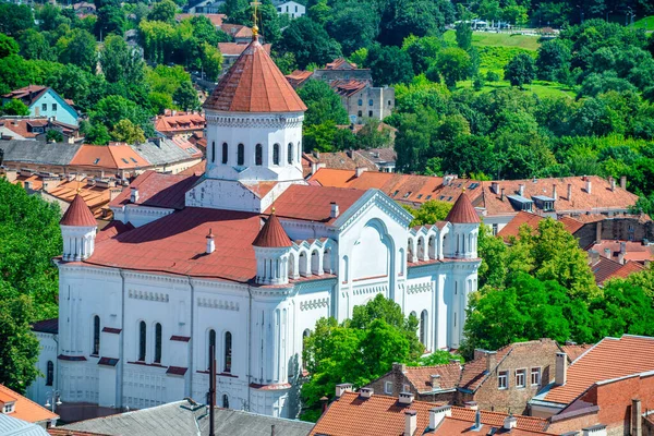 Letecký Pohled Památky Města Vilnius Modle Stromů Litva — Stock fotografie