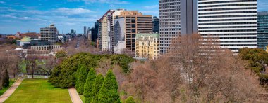 Melbourne panoramik gökyüzü manzarası güneşli bir günde hatırlama parkından, Victoria - Avustralya