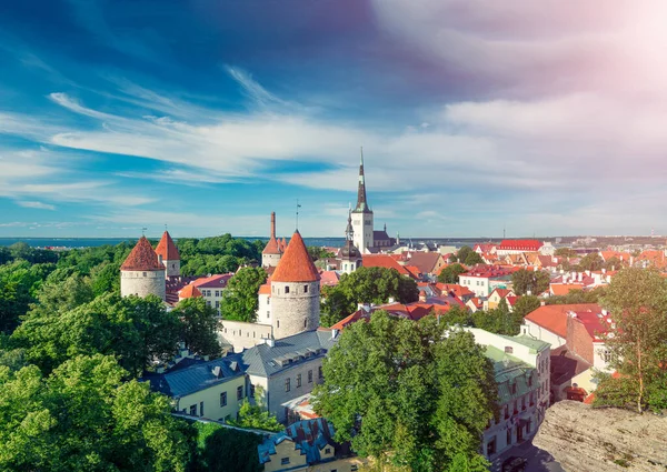 Tallinn Estonia July 2017 Panoramic Aerial View Tallinn City Hill — Stockfoto
