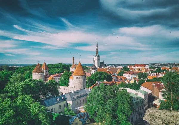 Panoramic Aerial View Tallinn City Hill Estonia —  Fotos de Stock