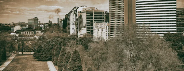 Melbourne Panoramic Skyline View Shrine Remembrance Park Sunny Day Victoria — Zdjęcie stockowe