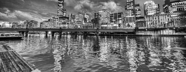 Melbourne Australien September 2018 Stadtsilhouette Yarra Fluss Bei Nacht — Stockfoto