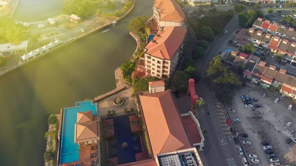 Melaka Malajzia Légi Kilátás Városi Otthonok Városkép Drón Egy Tiszta — Stock Fotó