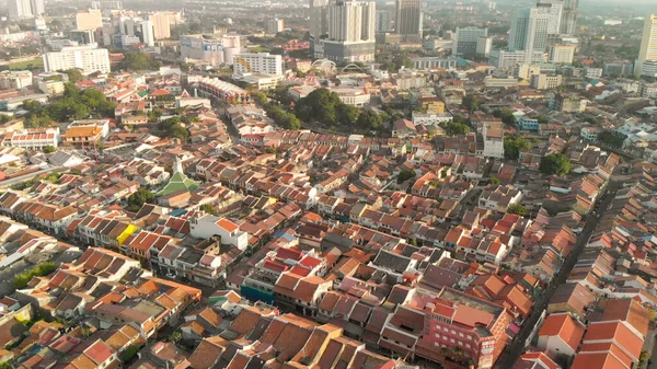 Melaka Malaysia Aerial View City Homes Skyline Drone Clear Sunny — Stock Photo, Image