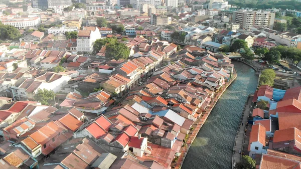 Malaca Malasia Vista Aérea Las Casas Ciudad Horizonte Desde Dron —  Fotos de Stock