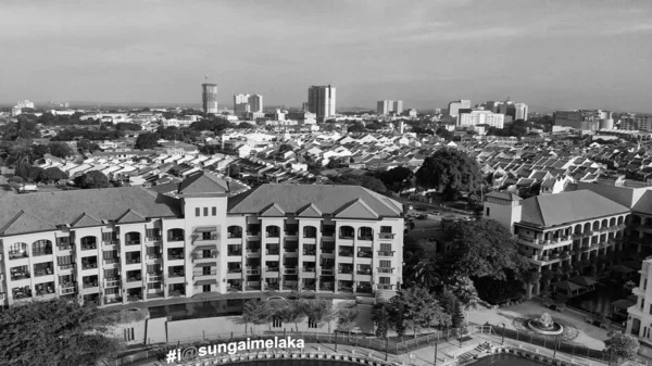 Malakka Malaysia Luftaufnahme Von Stadthäusern Fluss Und Skyline Aus Der — Stockfoto