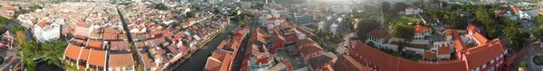 Мелака Малайзия Панорамный Вид Воздуха Город Реку Беспилотника Жаркий Солнечный — стоковое фото
