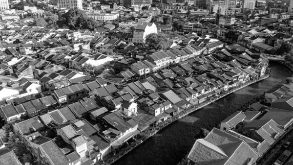 Malacca Malajsie Letecký Pohled Městské Domy Panorama Dronu Jasného Slunečného — Stock fotografie