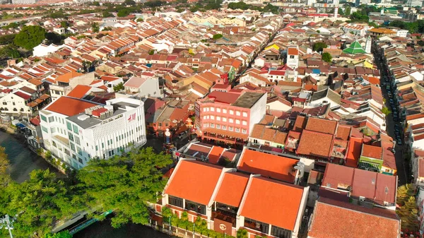 Malakka Malaysia Luftaufnahme Von Stadthäusern Und Skyline Aus Der Drohne — Stockfoto
