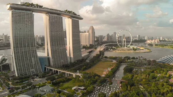 Singapore Január 3Rd 2020 Drone Viewpoint Marina Bay Sands City — Stock Fotó