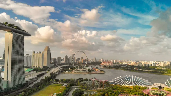 Singapore Januari 3Rd 2020 Drone Uitkijkpunt Marina Bay Sands Skyline — Stockfoto