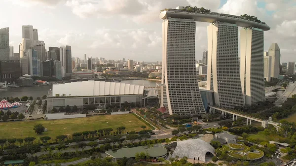 Singapore Styczeń 3Rd 2020 Drone Widok Marina Bay Piaski Panoramę — Zdjęcie stockowe