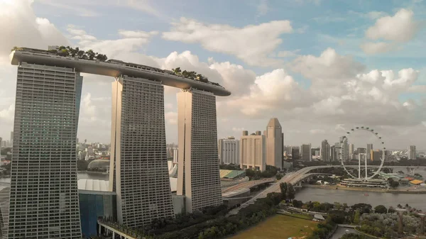 Singapore Styczeń 3Rd 2020 Drone Widok Marina Bay Piaski Panoramę — Zdjęcie stockowe