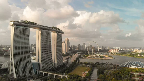 Singapur 3Rd Července 2020 Pohled Drone Marina Bay Sands Panorama — Stock fotografie