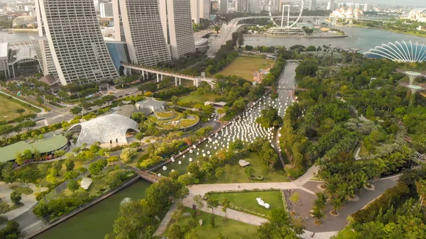 Singapur 3Rd Července 2020 Pohled Drone Marina Bay Sands Panorama — Stock fotografie